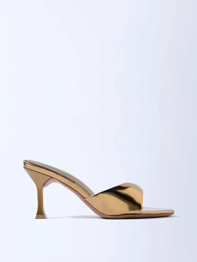 LUNA BLU Gold Heel Sandals