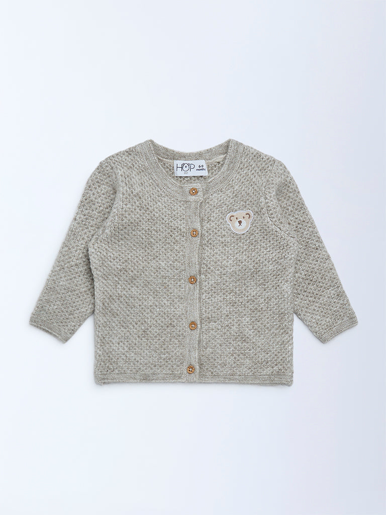 HOP Baby Boys Brown Knit-Textured Sweater