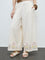 Bombay Paisley Off-White Embroidered Cotton-Blend Pants