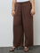 Gia Dark Brown Textured High-Rise Pants