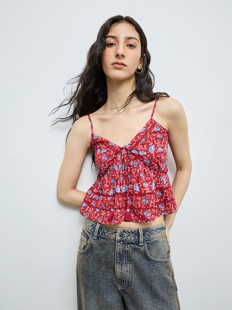 Bombay Paisley Red Floral Top