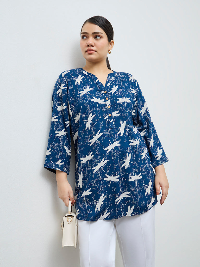 Diza Navy Printed Tunic