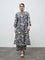 Diza Black Botanical Design A-Line Kurta