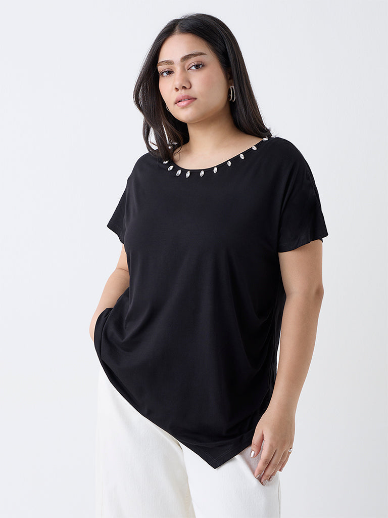 Gia Black Diamante Embellished Top