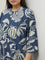 Diza Blue Botanical Printed A-Line Kurta
