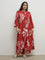 Diza Red Botanical Printed A-Line Kurta