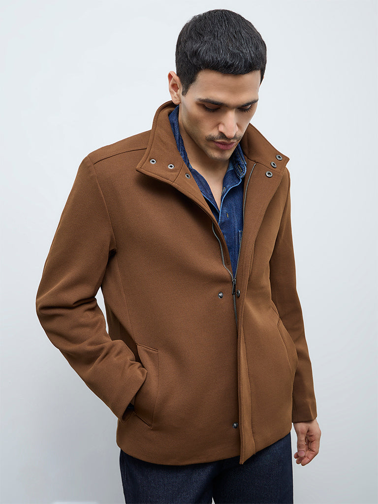 Ascot Tan Solid Relaxed-Fit Jacket