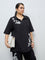 Diza Black Foliage Embroidered Tunic