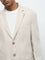 Ascot Beige Solid Relaxed-Fit Linen Blazer