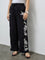Diza Black Foliage Embroidered Pants