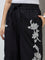Diza Black Foliage Embroidered Pants