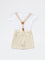 HOP Baby Boys White Cotton T-Shirt, Shorts and Suspender