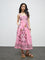 Bombay Paisley Pink Floral Pattern Cotton A-Line Dress