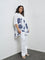Diza White Floral Pattern High-Low Tunic
