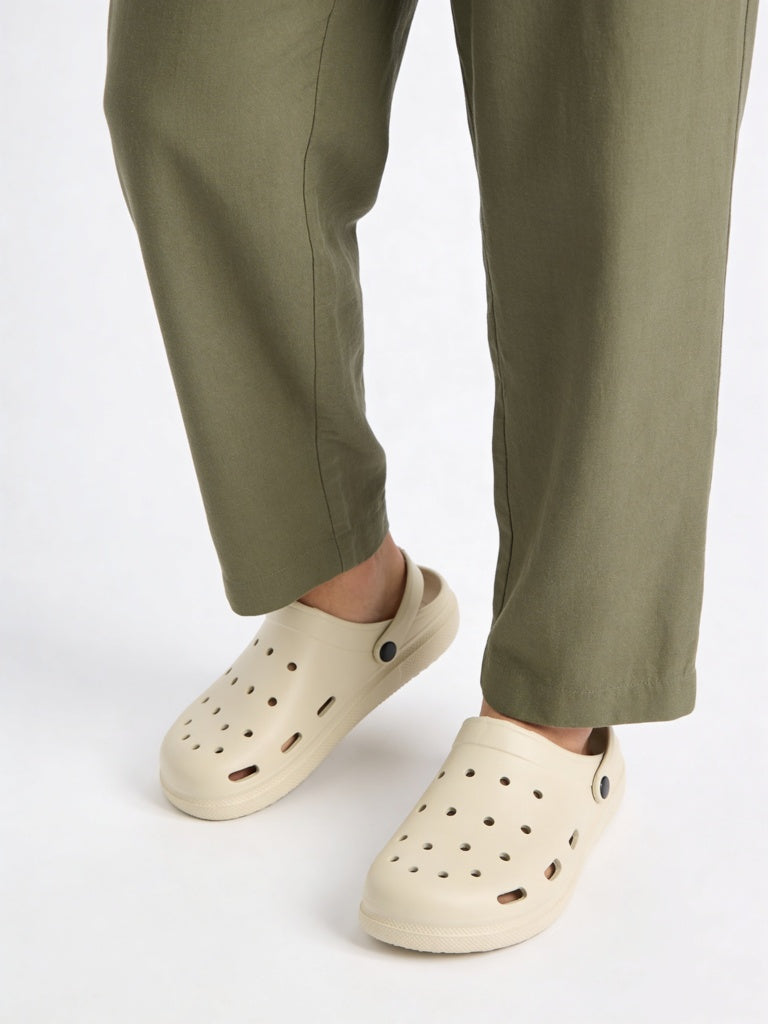 SOLEPLAY Ivory Perforated Clogs