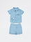 HOP Baby Boys Blue Embroidered Denim Shirt and Shorts Set