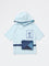 HOP Kids Boys Blue Pouch-Detailed Hooded Cotton T-Shirt