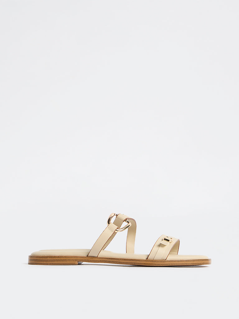 LUNA BLU Ivory Buckle-Detailed Sandals