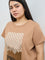 Gia Beige Graphic Printed Cotton T-Shirt