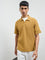 ETA Mustard Self-Textured Relaxed-Fit Cotton-Blend Polo T-Shirt
