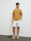 ETA Mustard Self-Textured Relaxed-Fit Cotton-Blend Polo T-Shirt
