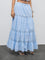 LOV Blue Lace Detailed High-Rise Cotton Tiered Skirt