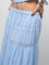 LOV Blue Lace Detailed High-Rise Cotton Tiered Skirt