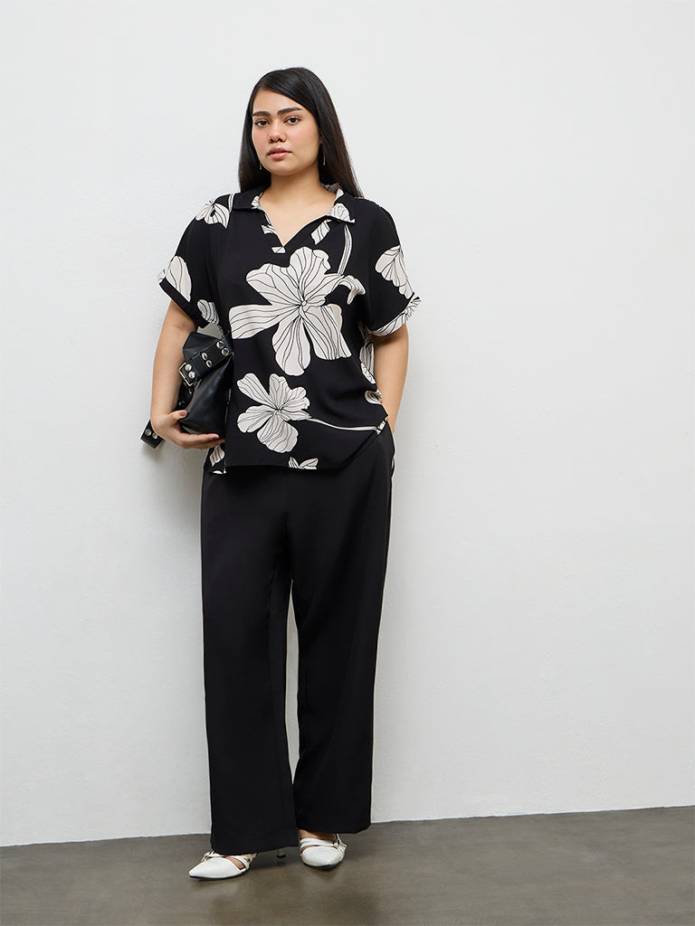 Gia Black Floral Printed Blouse