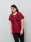 Gia Red Embroidered Cotton T-Shirt