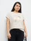 Gia Beige Botanical Printed Cotton T-Shirt