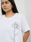 Gia White Floral Printed Cotton T-Shirt
