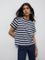 LOV Navy Striped Cotton-Blend T-Shirt