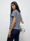 LOV Navy Striped Cotton-Blend T-Shirt