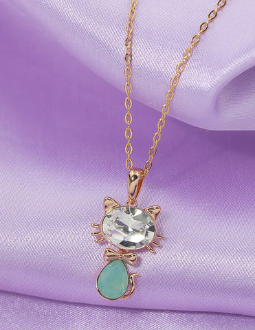 Swarovski Crystal Cat Shaped Chain Pendant