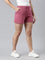 Women Solid Light Wine Mid Rise Casual Shorts