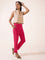 Women Solid Dark Rose Cotton Kurti Pants - Tall