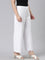 Women Solid White Viscose Mid Rise Palazzos