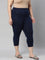 Navy Cotton Stretch Cropped Leggings