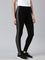 Women Black Cotton Knit Side Stripe Active Leggings