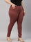 Women Solid Dark Rust Super Stretch Jeggings