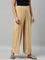 Women Solid Wheat Viscose Mid Rise Knit Palazzos