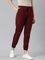 Women Solid Maroon Mid Rise Casual Joggers