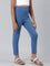 Girls Solid Light Jean Blue 3/4th Leggings