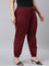 Women Solid Maroon Mid Rise Casual Joggers