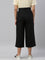 Women Solid Black Linen Mid Rise Culottes