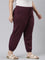 Women Solid Dark Purple Mid Rise Cotton Casual Joggers