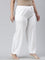 Women Solid White Viscose Mid Rise Casual Pants