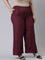 Women Violet Solid Linen Palazzos