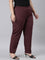 Women Solid Dark Wine Comfort Fit Cotton Pants