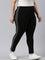 Women Black Cotton Knit Side Stripe Active Leggings